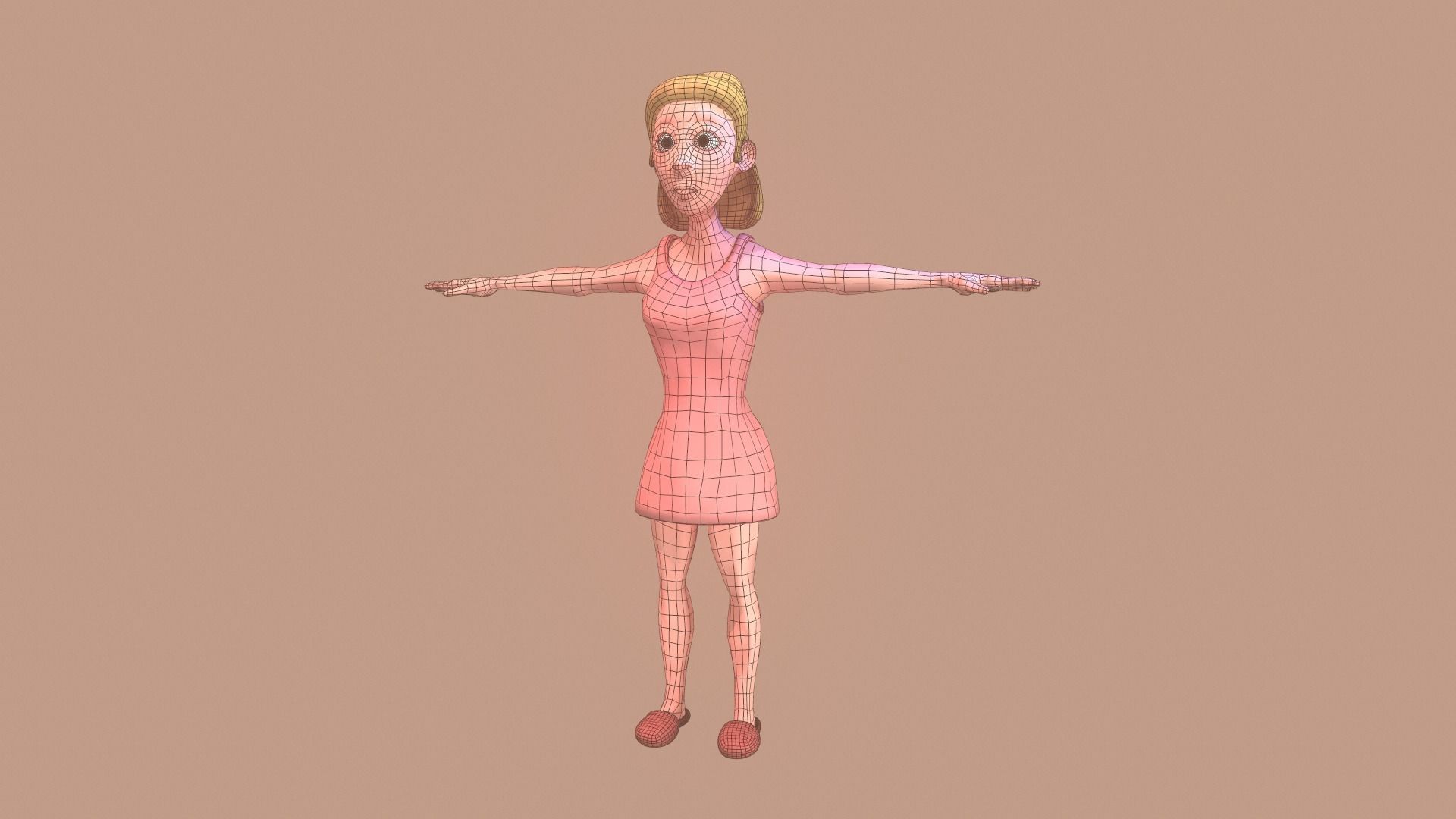 Rigged female character Low-poly 3D model_6