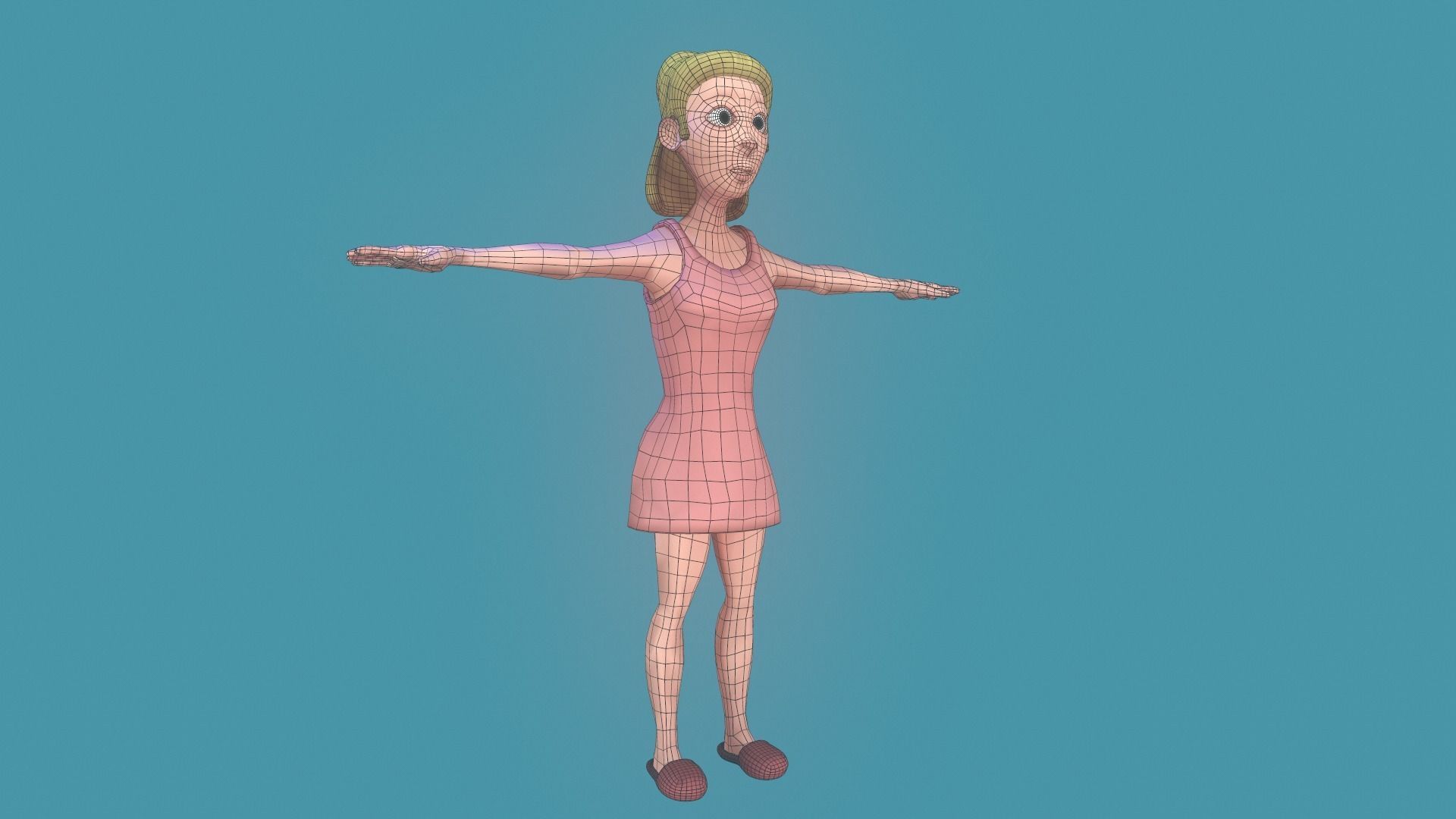 Rigged female character Low-poly 3D model_4
