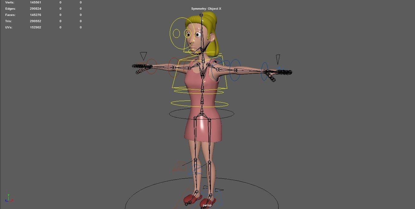 Rigged female character Low-poly 3D model_3