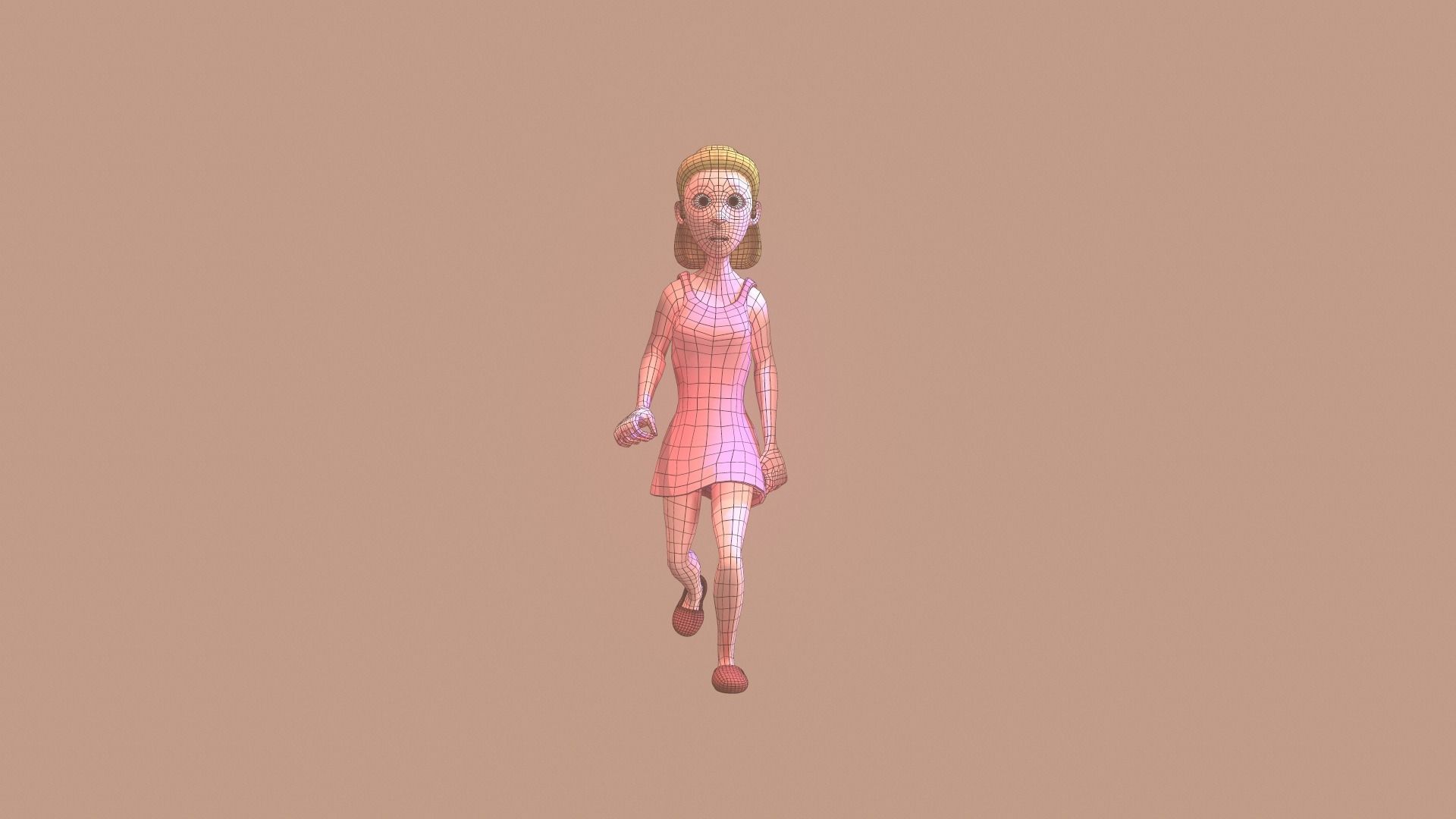 Rigged female character Low-poly 3D model_8