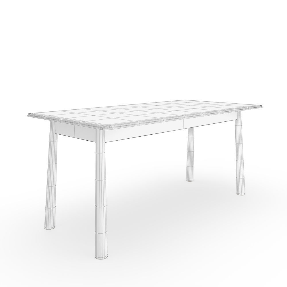 Bergen Oak Dining Table 3D model_4