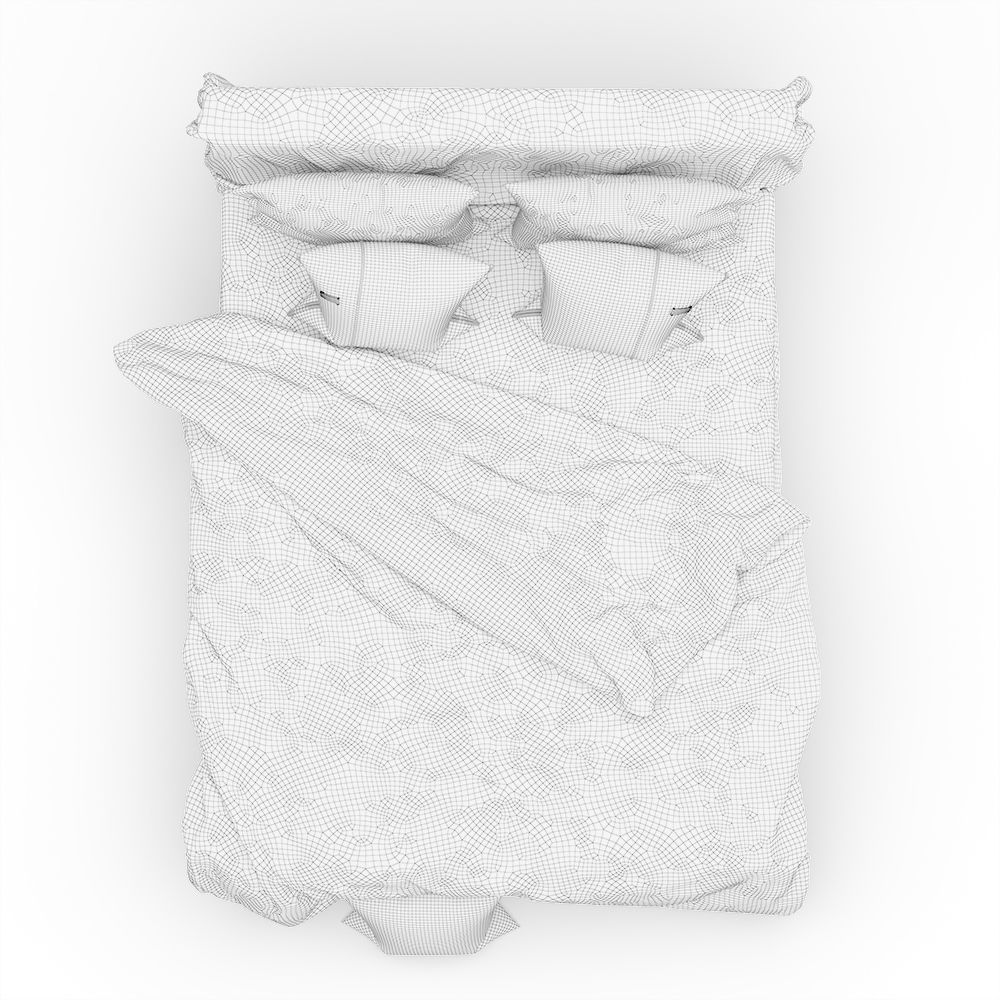 Linen Bedding Set v1 3D model_7