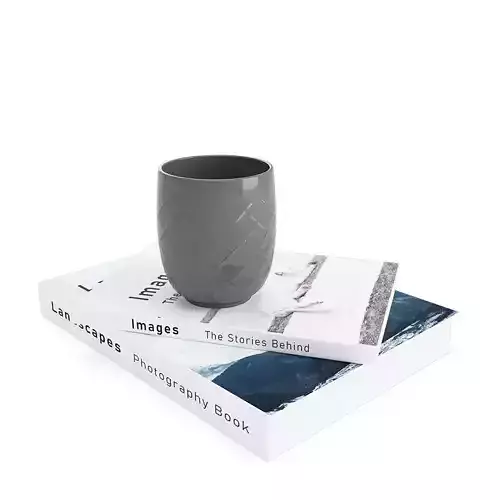 2xBooks and Cup 3D model
