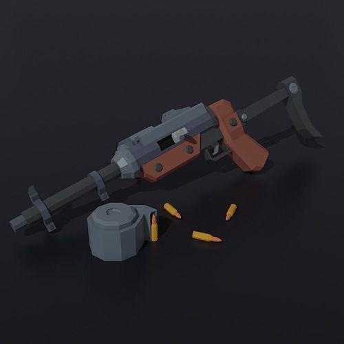  Post apocalyptic self-made sub-machinegun Low Poly style Low-poly 3D model