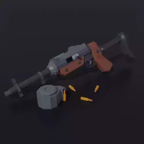  Post apocalyptic self-made sub-machinegun Low Poly style