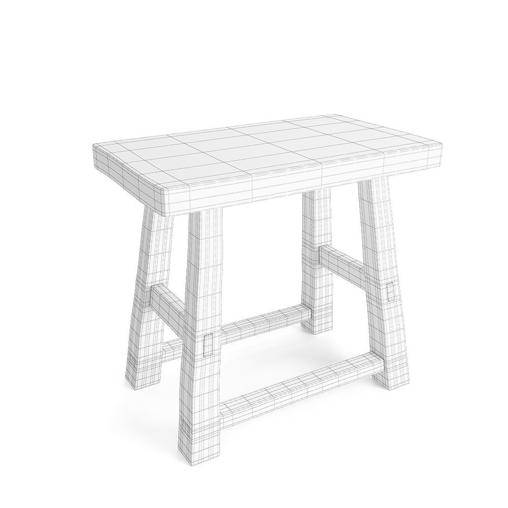 Rustic Stool 3D model_4