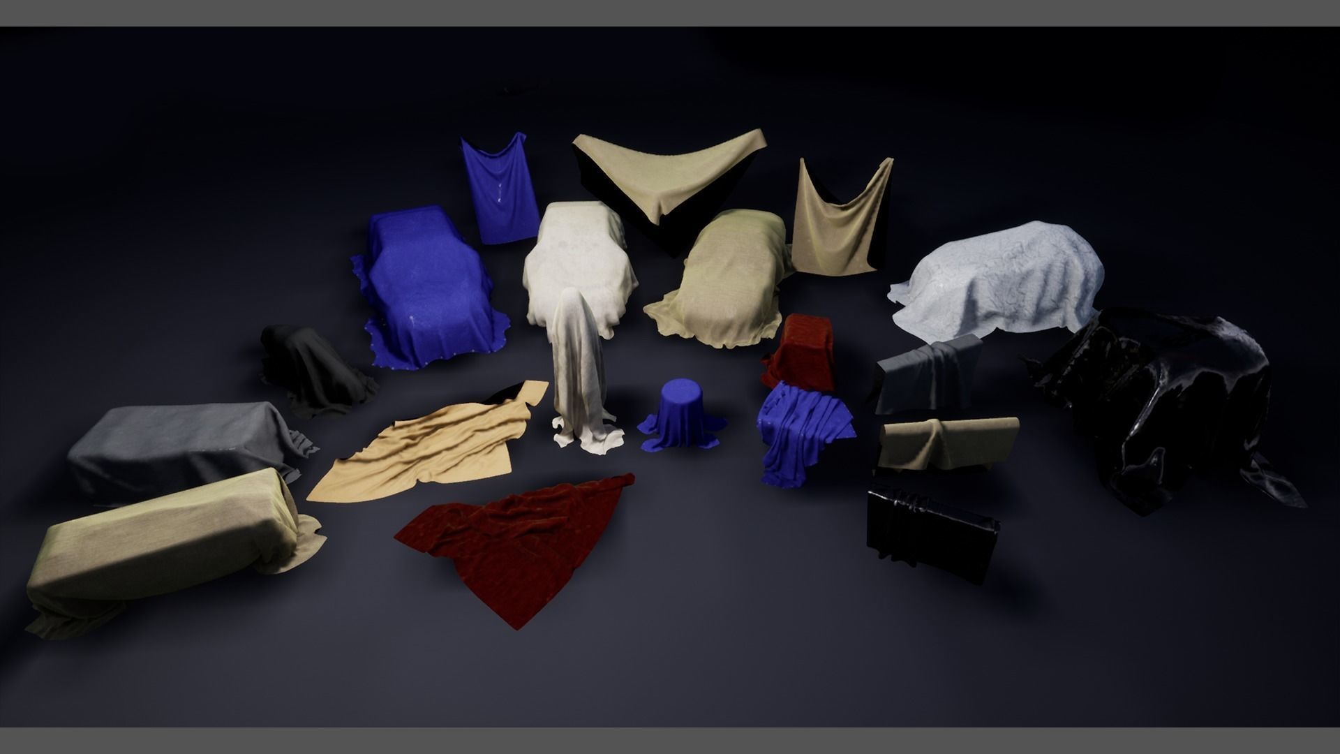 Draped Cloth Meshes 3D model_2