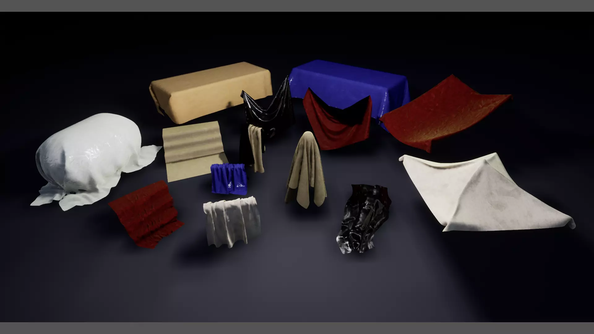 Draped Cloth Meshes 3D model_0