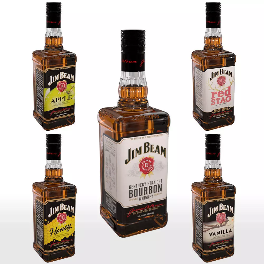 Jim Beam 70cl Bottle Set 3D model_0