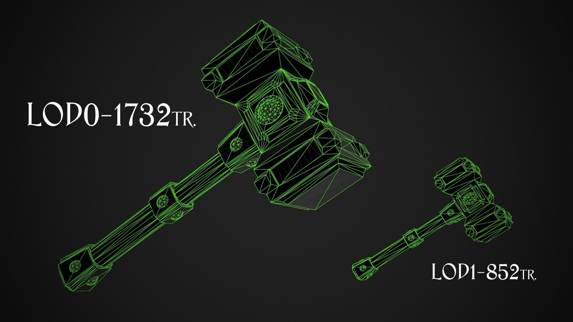 Fantasy Hammer 03 Low-poly 3D model_9