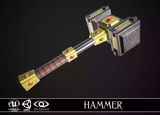 Fantasy Hammer 03 Low-poly 3D model