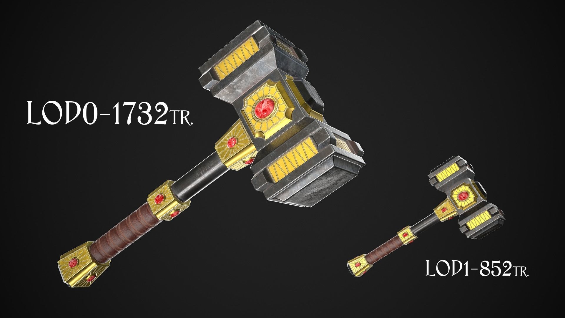 Fantasy Hammer 03 Low-poly 3D model_1
