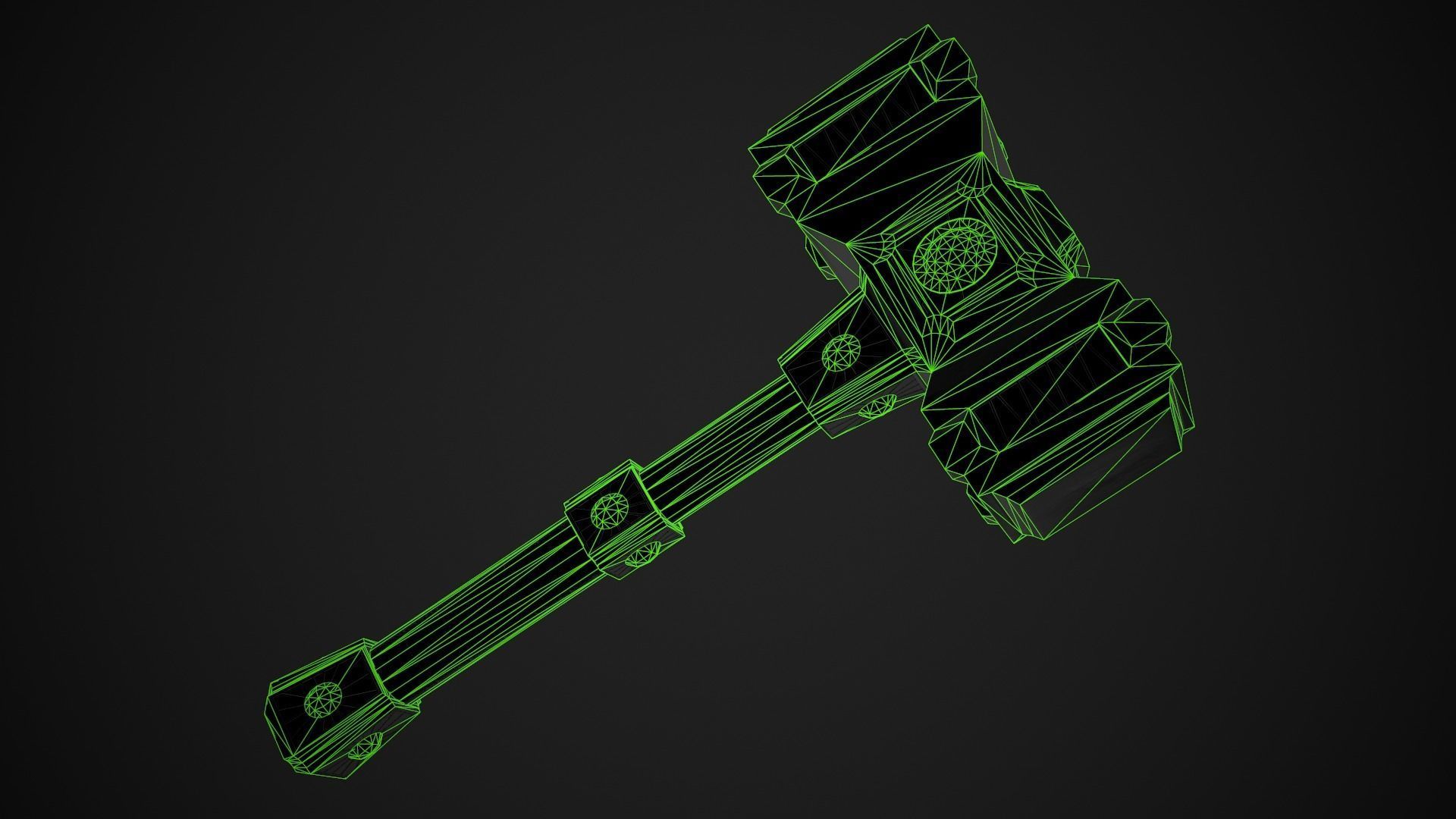 Fantasy Hammer 03 Low-poly 3D model_10