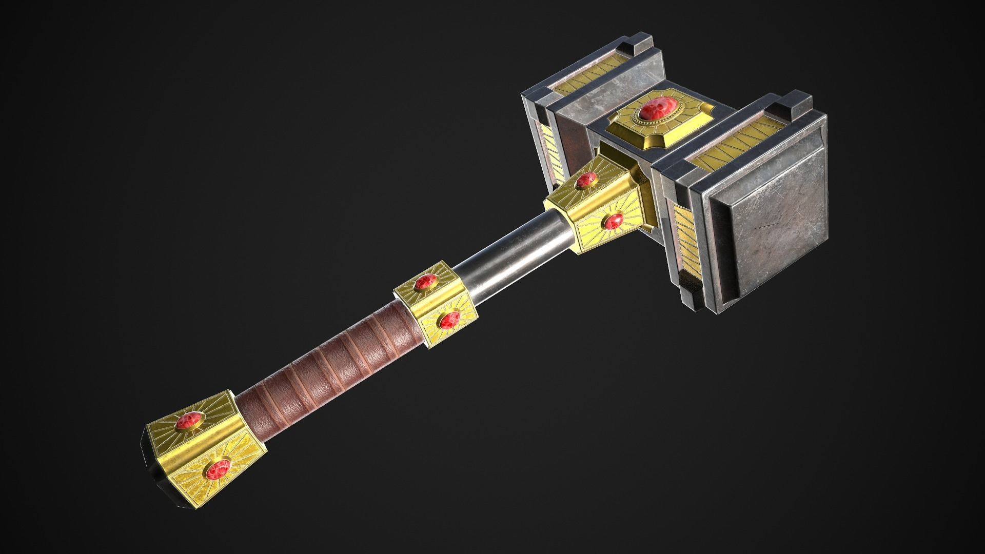 Fantasy Hammer 03 Low-poly 3D model_2