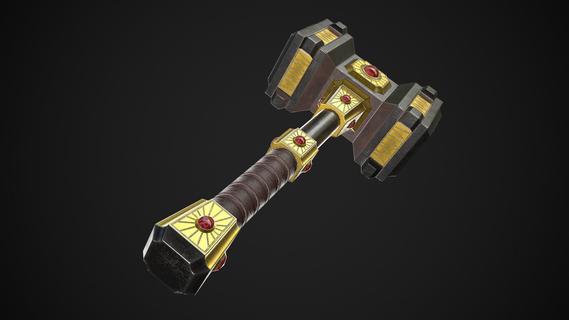Fantasy Hammer 03 Low-poly 3D model_3
