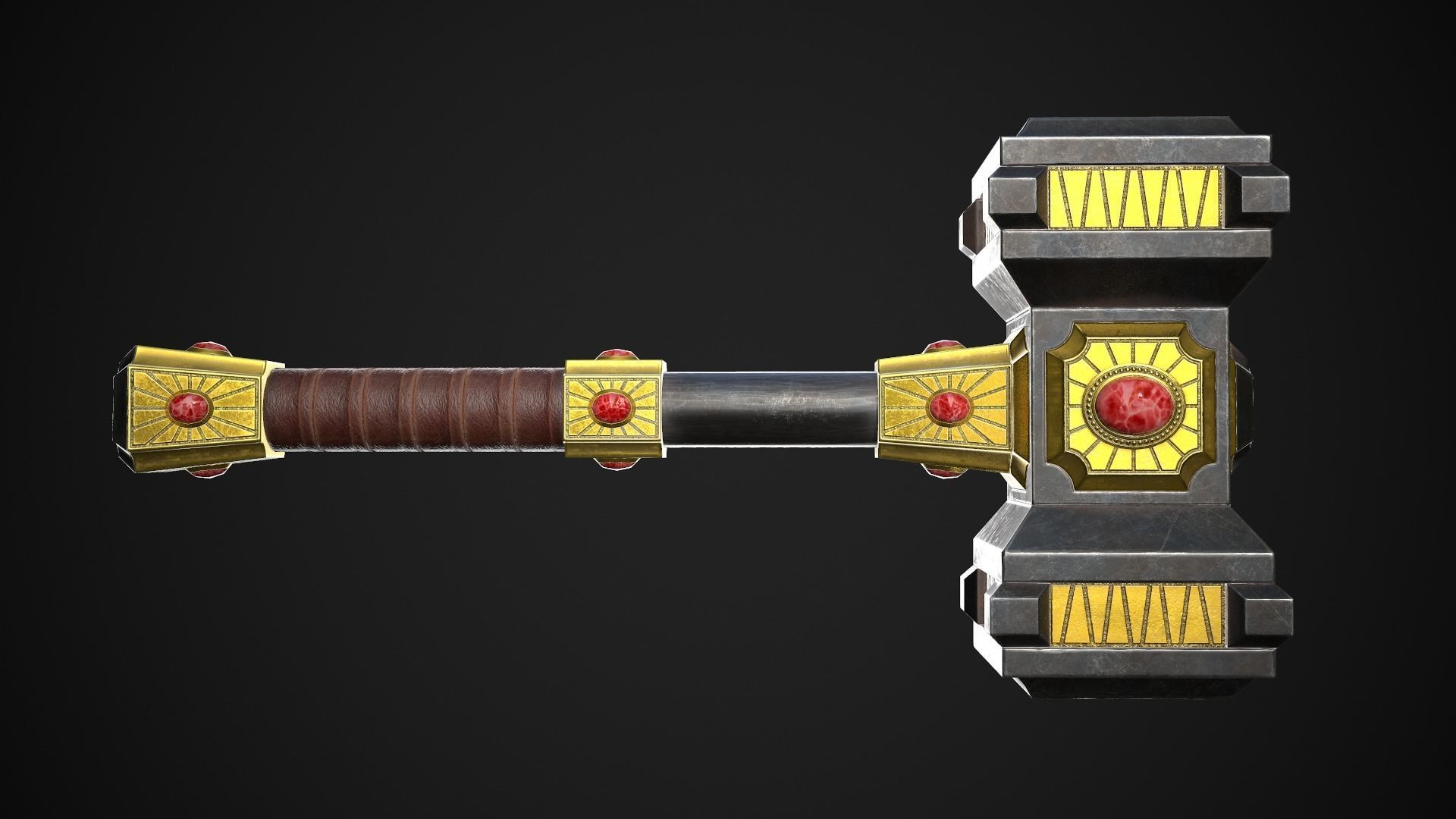 Fantasy Hammer 03 Low-poly 3D model_4