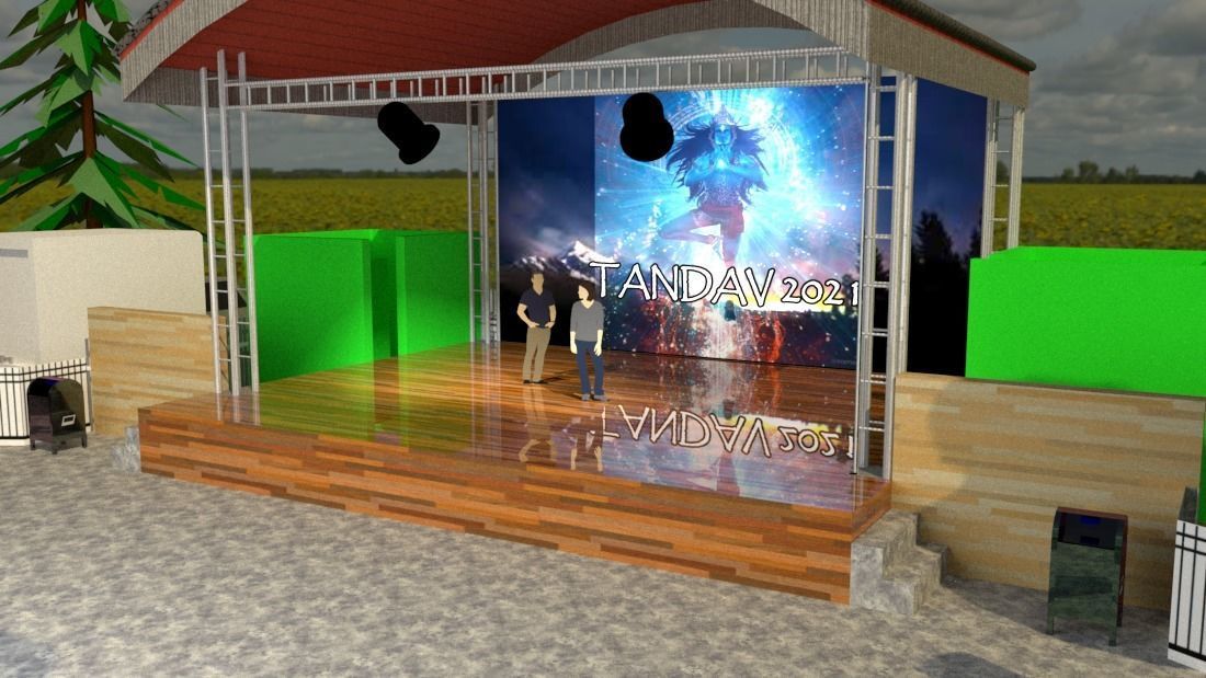 Amphitheatre outdoor stage in field 3D model_2