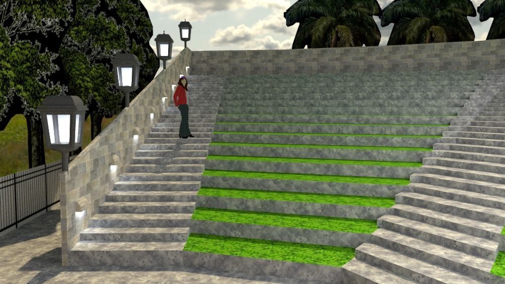Amphitheatre outdoor stage in field 3D model_3
