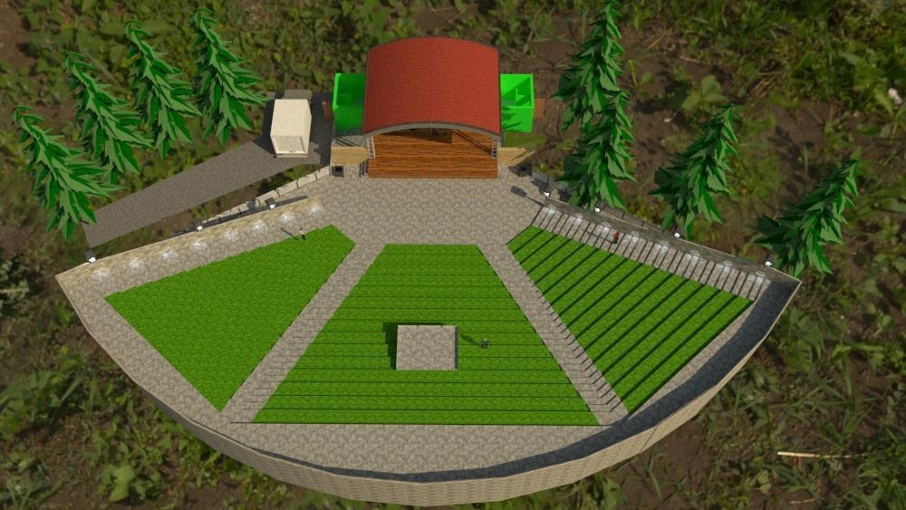 Amphitheatre outdoor stage in field 3D model_4