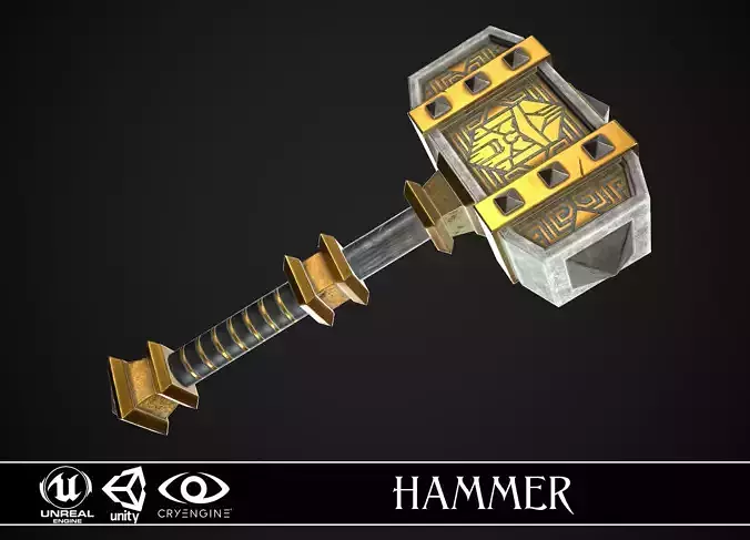 Fantasy Hammer 04 Low-poly 3D model