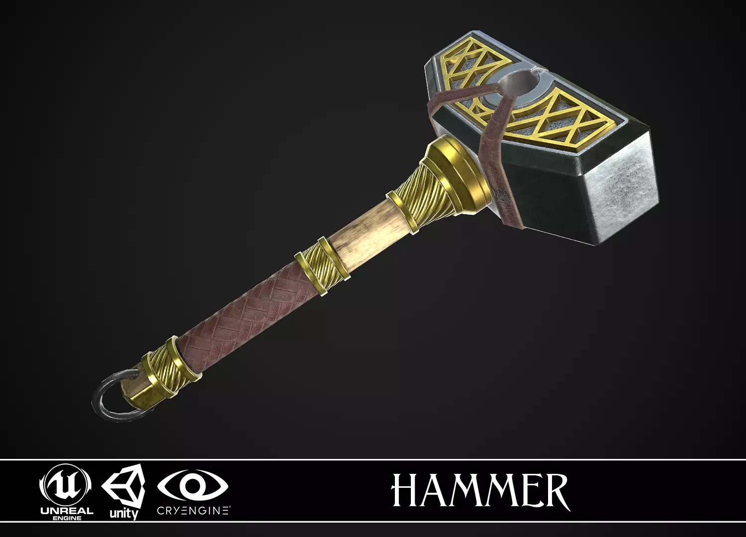 Fantasy Hammer 05 Low-poly 3D model