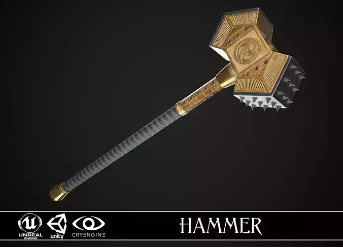 Fantasy Great Hammer 02 Low-poly 3D model