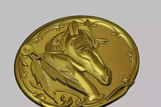 Horse Model gold medallion with head of