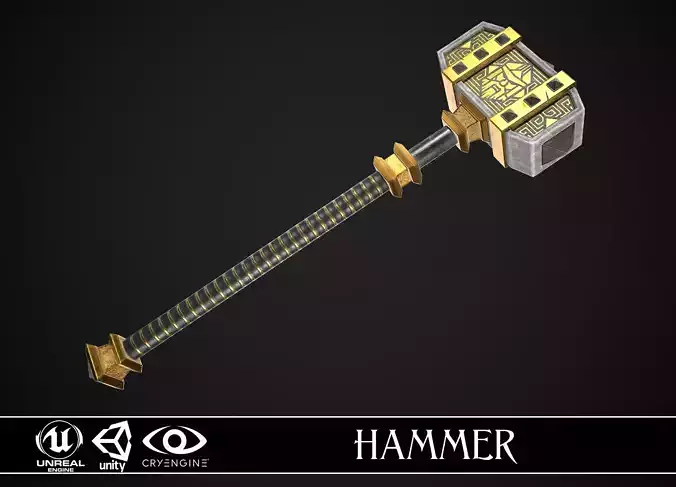 Fantasy Great Hammer 04 Low-poly 3D model