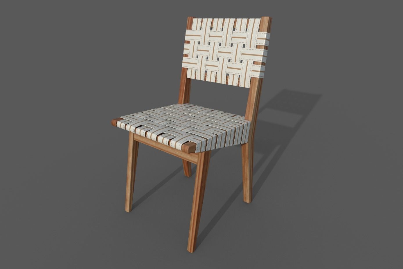 Chair-31 wooden chair with woven seat Low-poly 3D model_1