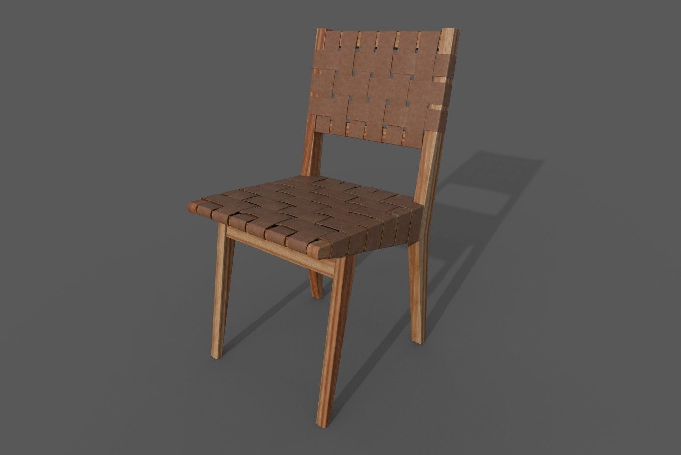 Chair-31 wooden chair with woven seat Low-poly 3D model_2