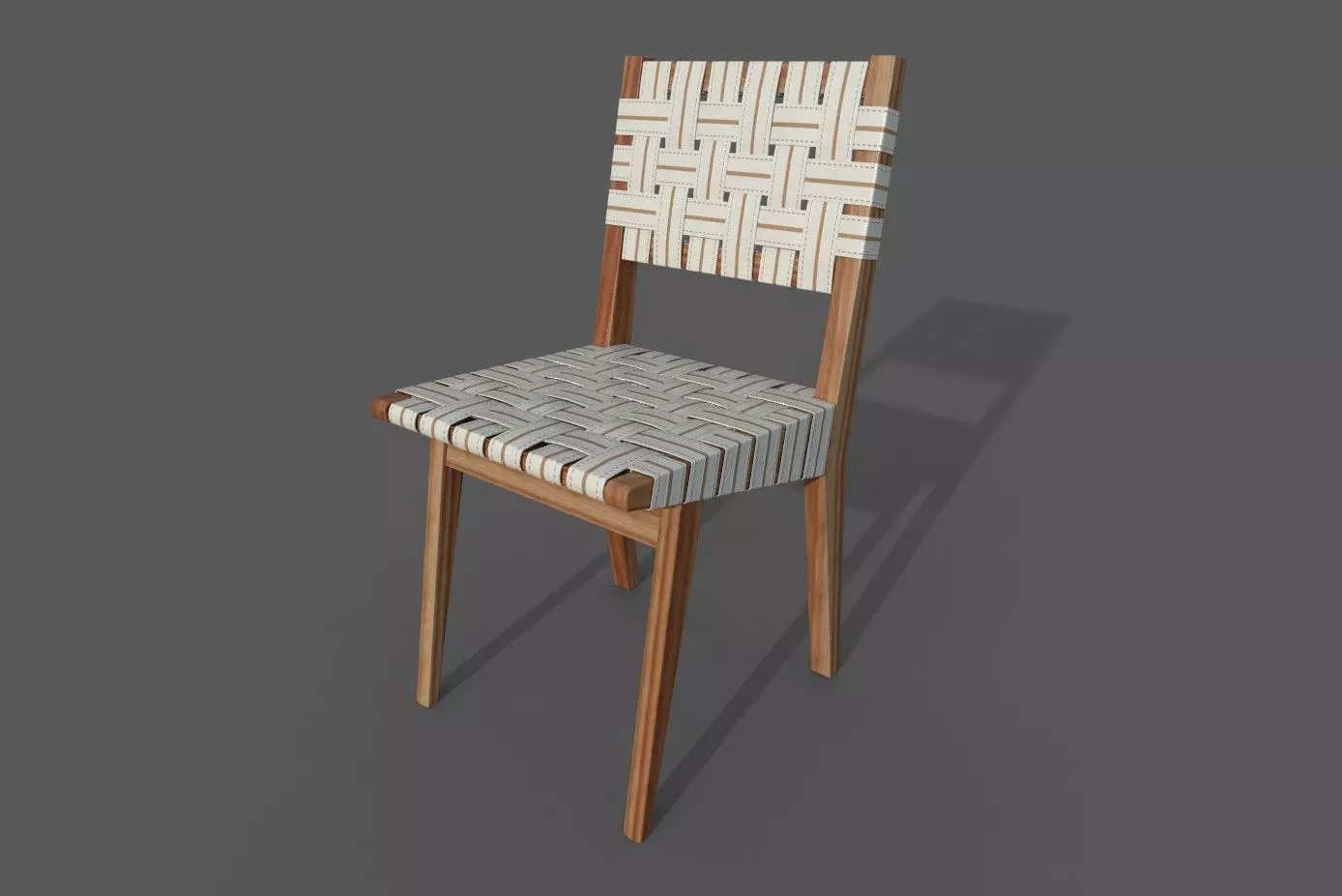 Chair-31 wooden chair with woven seat Low-poly 3D model_0
