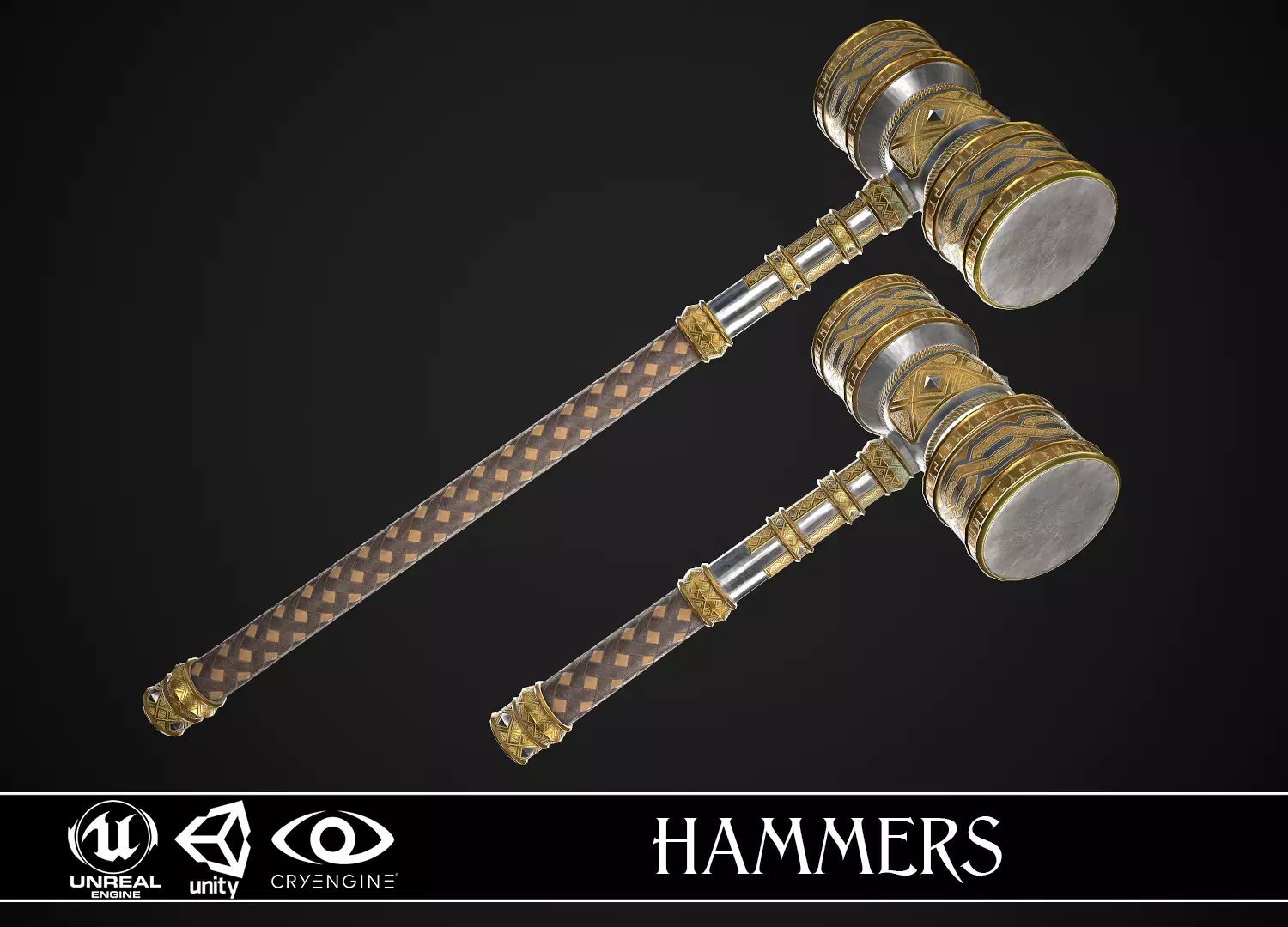 Fantasy Hammers 01 3D Model Collection_0