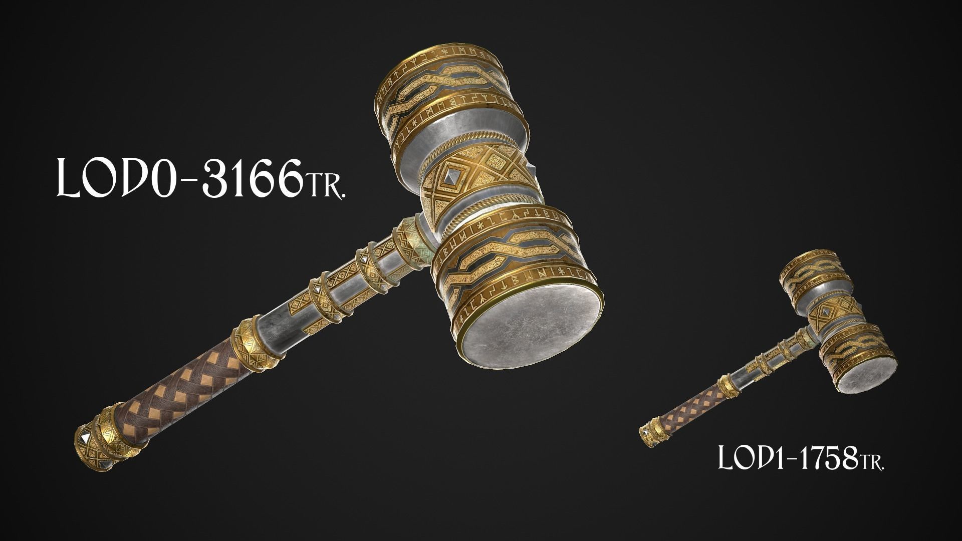 Fantasy Hammers 01 3D Model Collection_1