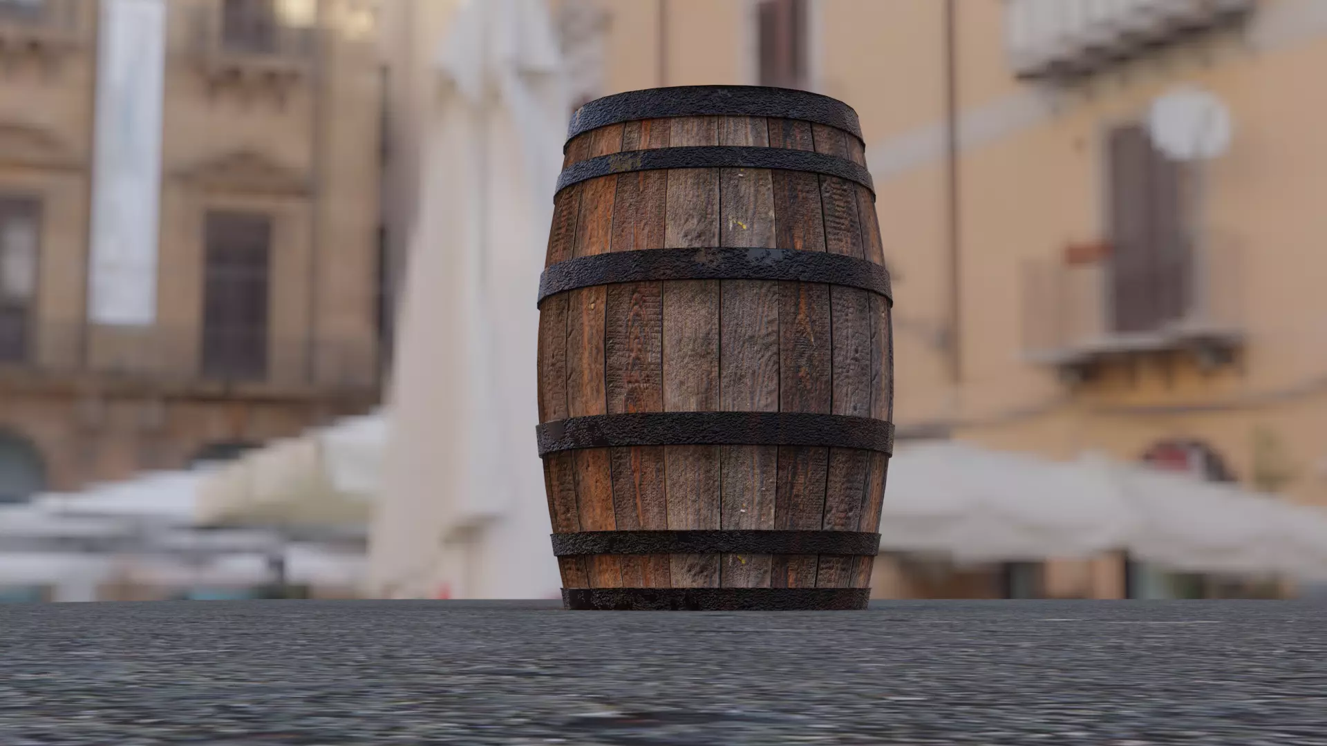 Wooden barrel Low-poly 3D model