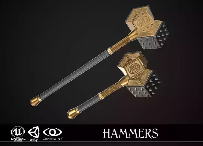 Fantasy Hammers 02 3D Model Collection