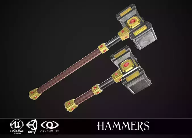Fantasy Hammers 03 3D Model Collection