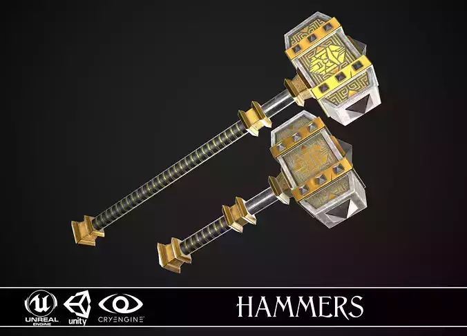 Fantasy Hammers 04 3D Model Collection