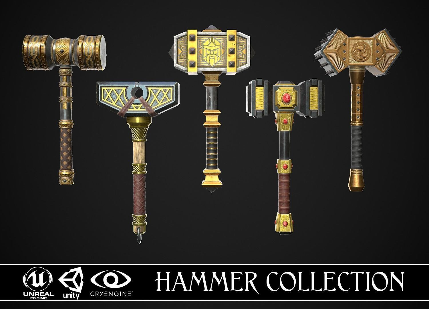 Fantasy Hammer Collection VR / AR / lowpoly CGTrader