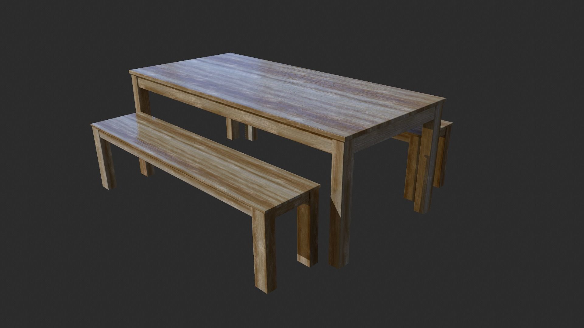 Wooden Dining Table - Clean and Dirty Versions Low-poly 3D model_3