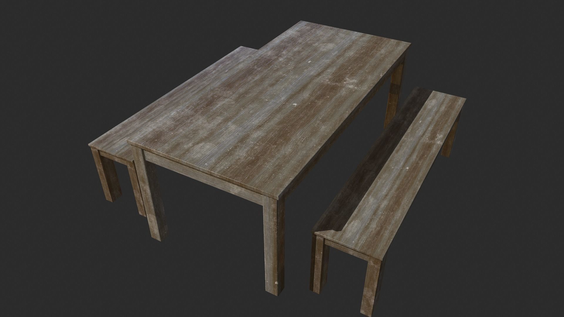 Wooden Dining Table - Clean and Dirty Versions Low-poly 3D model_7