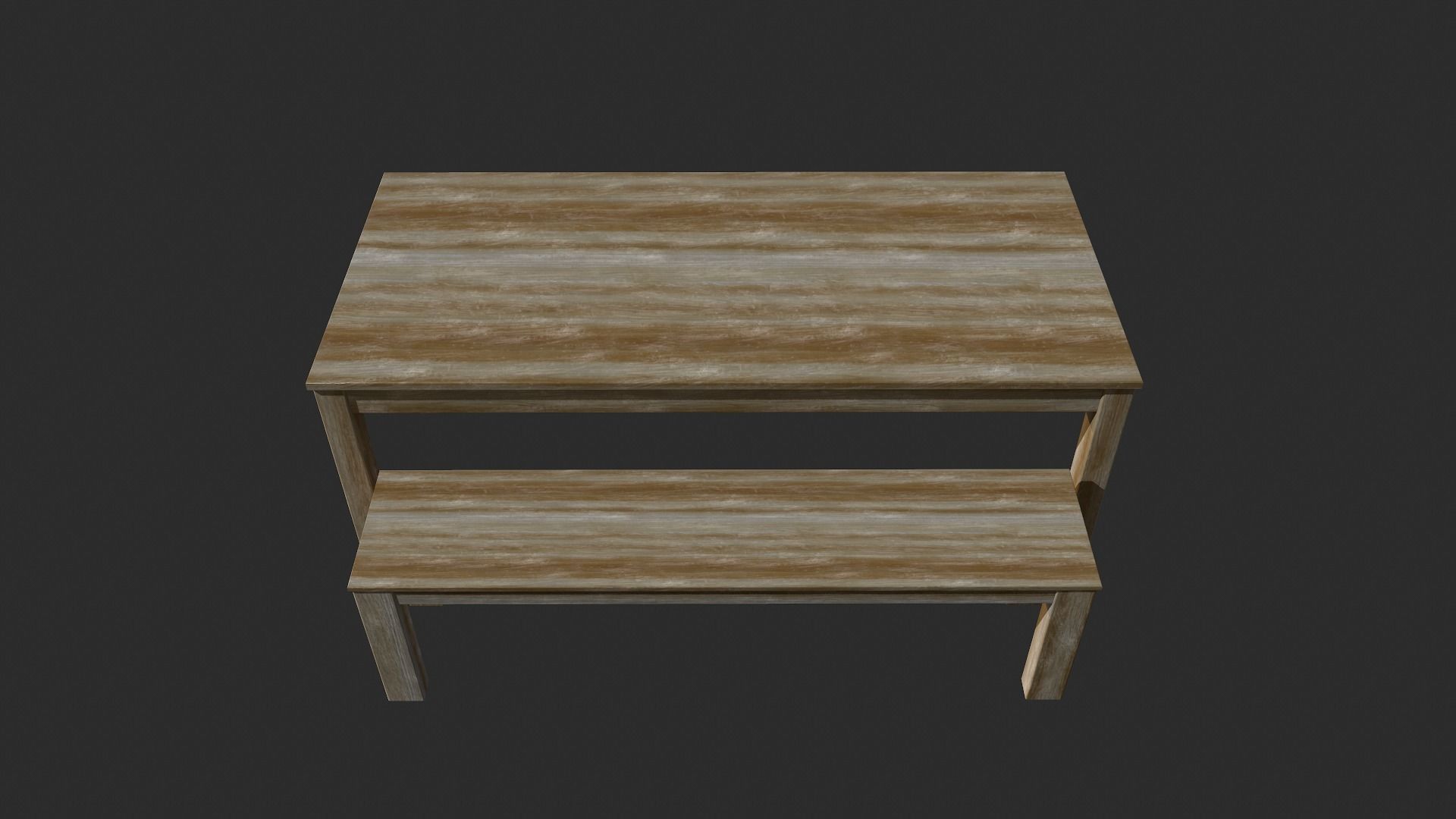 Wooden Dining Table - Clean and Dirty Versions Low-poly 3D model_2