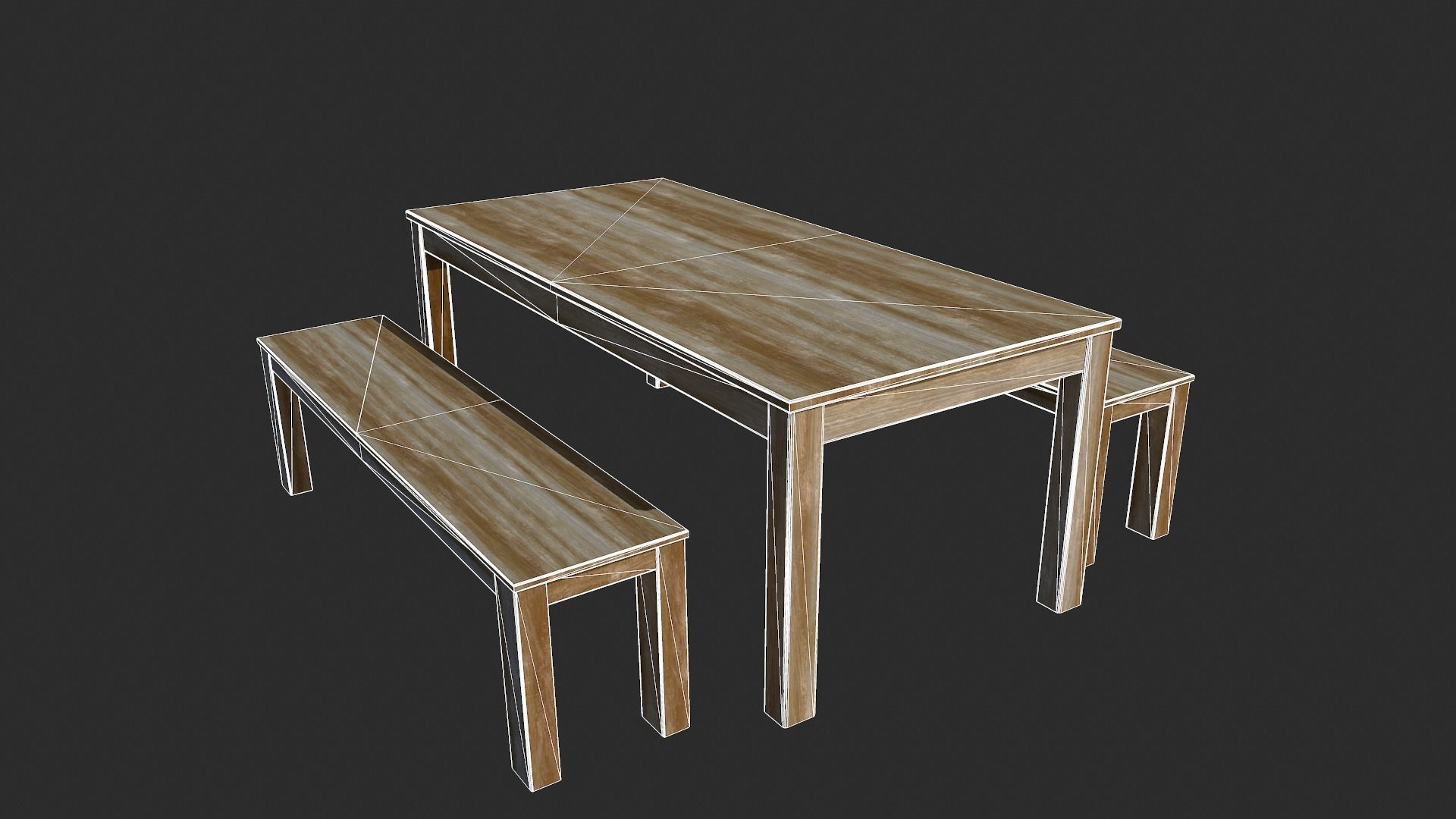 Wooden Dining Table - Clean and Dirty Versions Low-poly 3D model_11