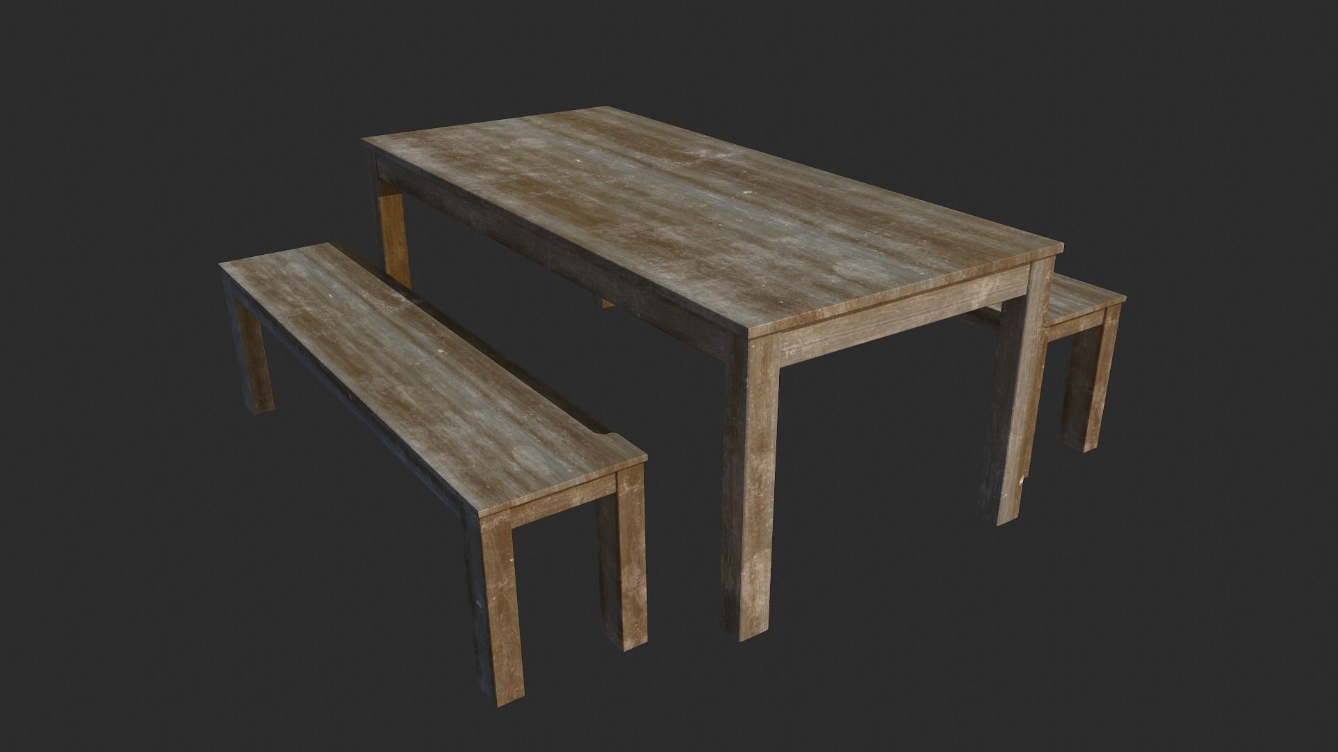 Wooden Dining Table - Clean and Dirty Versions Low-poly 3D model_6