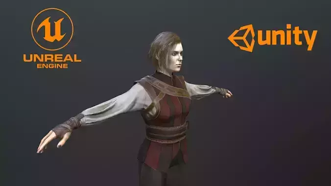 Warrior Girl for Unreal Engine 4 and Unity Gameready 