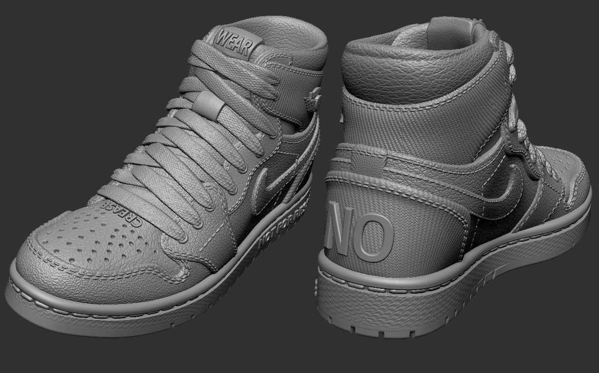 Jordan 1 Retro High Satin Black Toe 3D print model_2