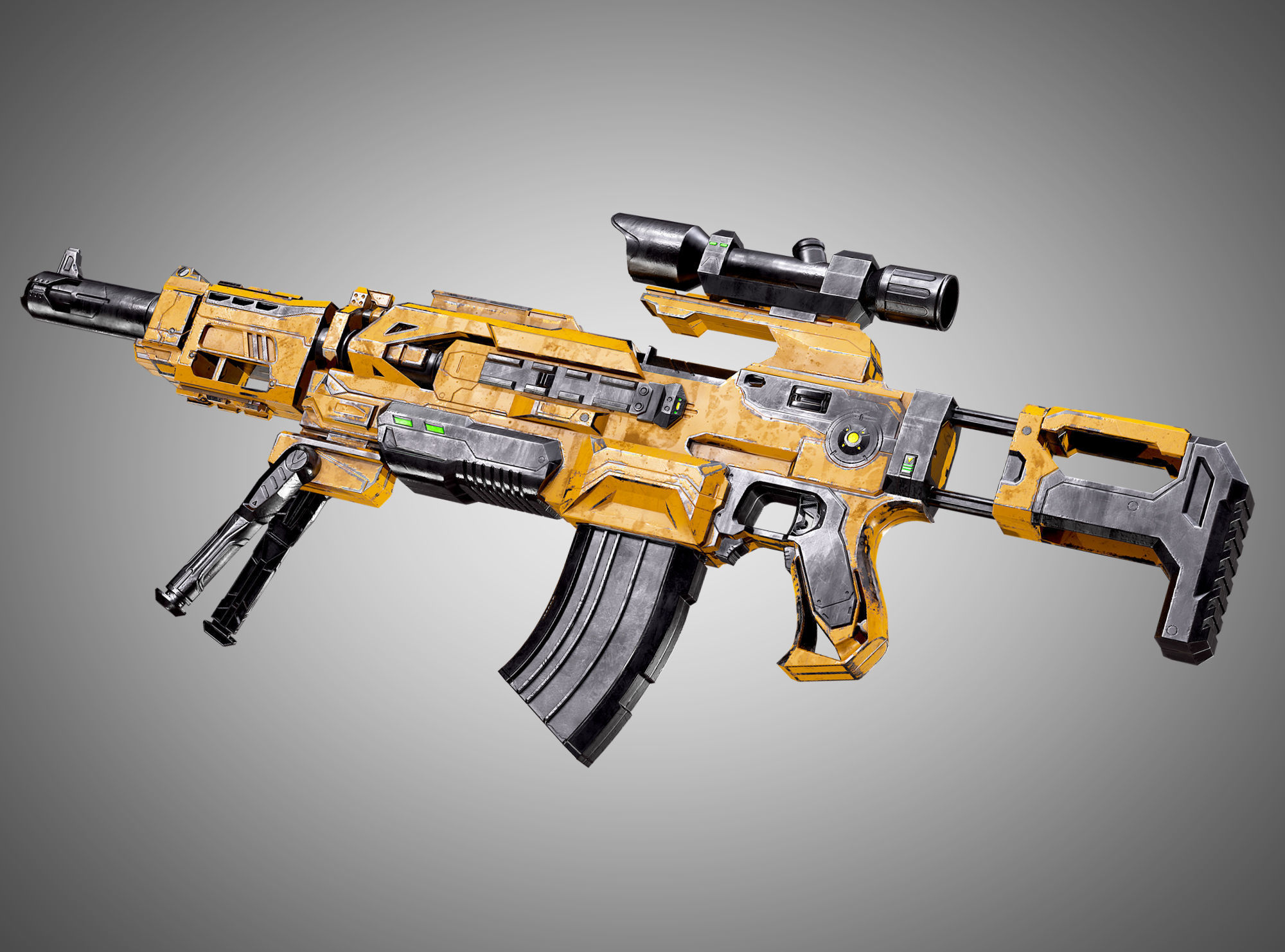 SciFi Rifle AAA FPS PBR Game Ready Weapon Asset Low-poly 3D model_4