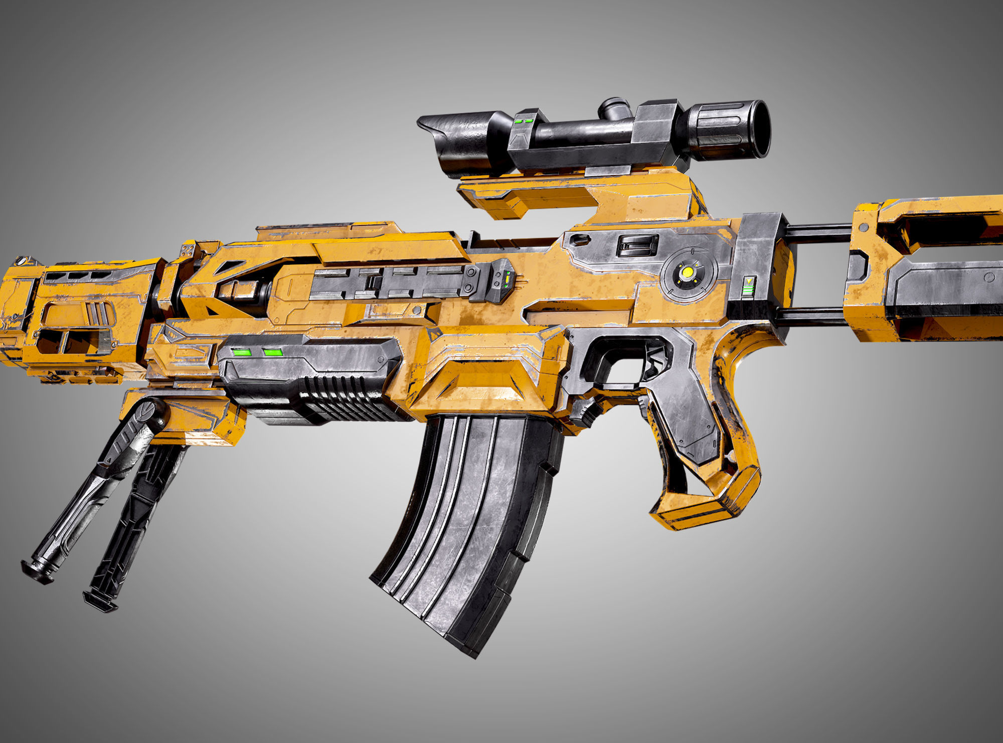 SciFi Rifle AAA FPS PBR Game Ready Weapon Asset Low-poly 3D model_5