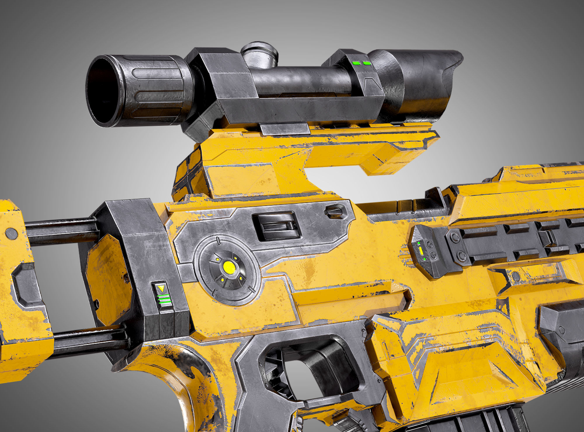 SciFi Rifle AAA FPS PBR Game Ready Weapon Asset Low-poly 3D model_9