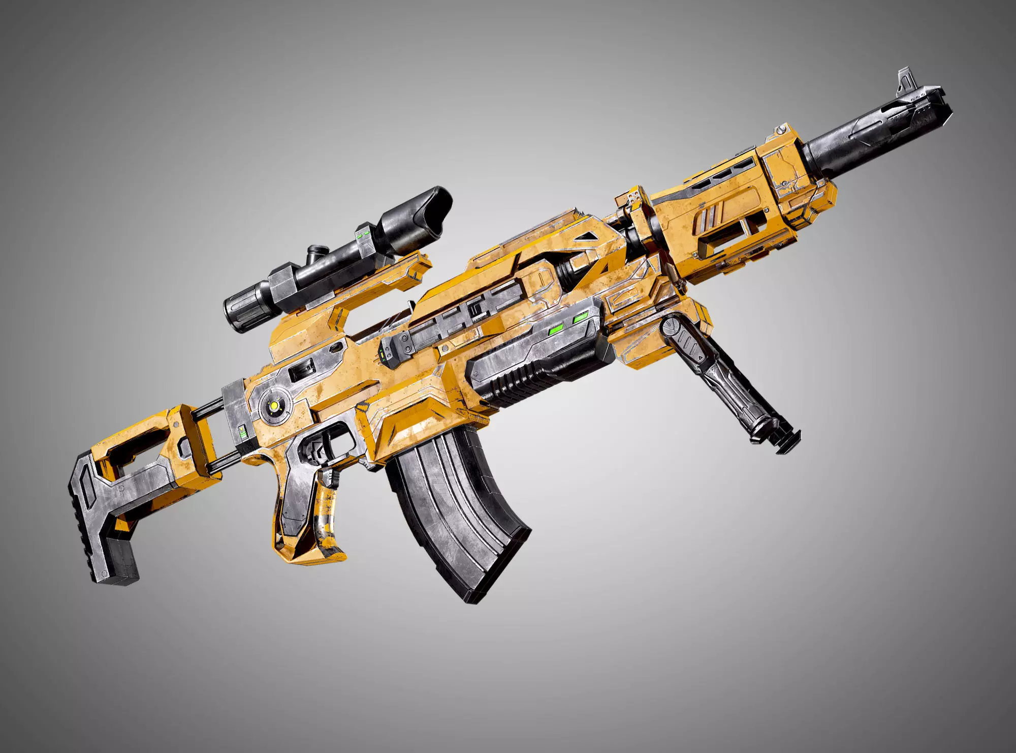 SciFi Rifle AAA FPS PBR Game Ready Weapon Asset Low-poly 3D model_0