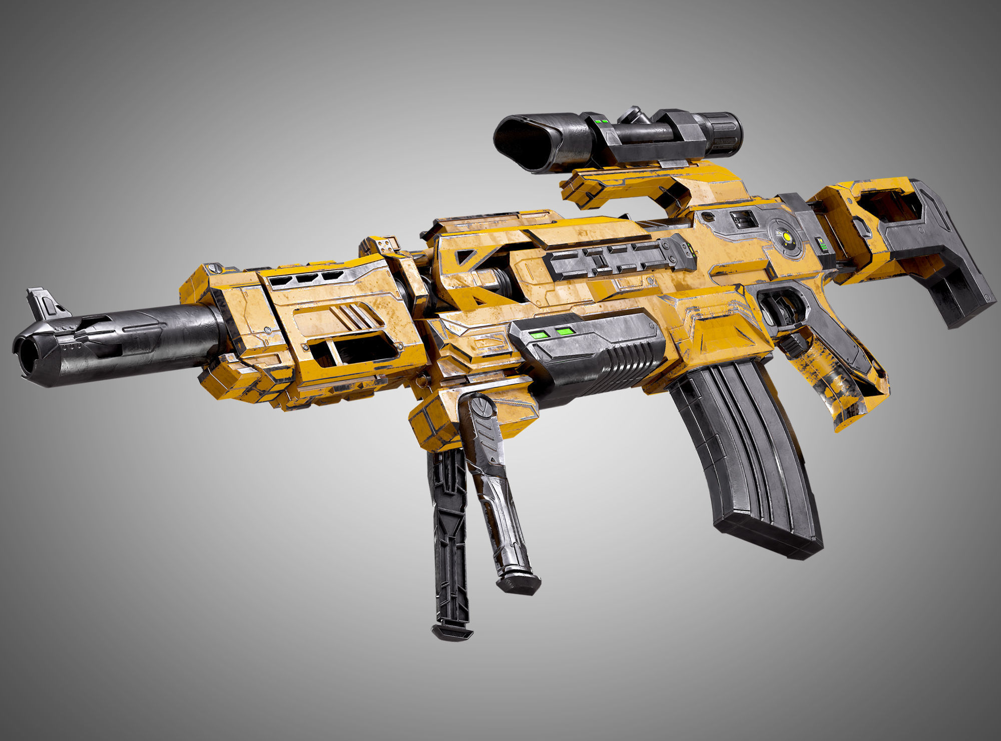 SciFi Rifle AAA FPS PBR Game Ready Weapon Asset Low-poly 3D model_6